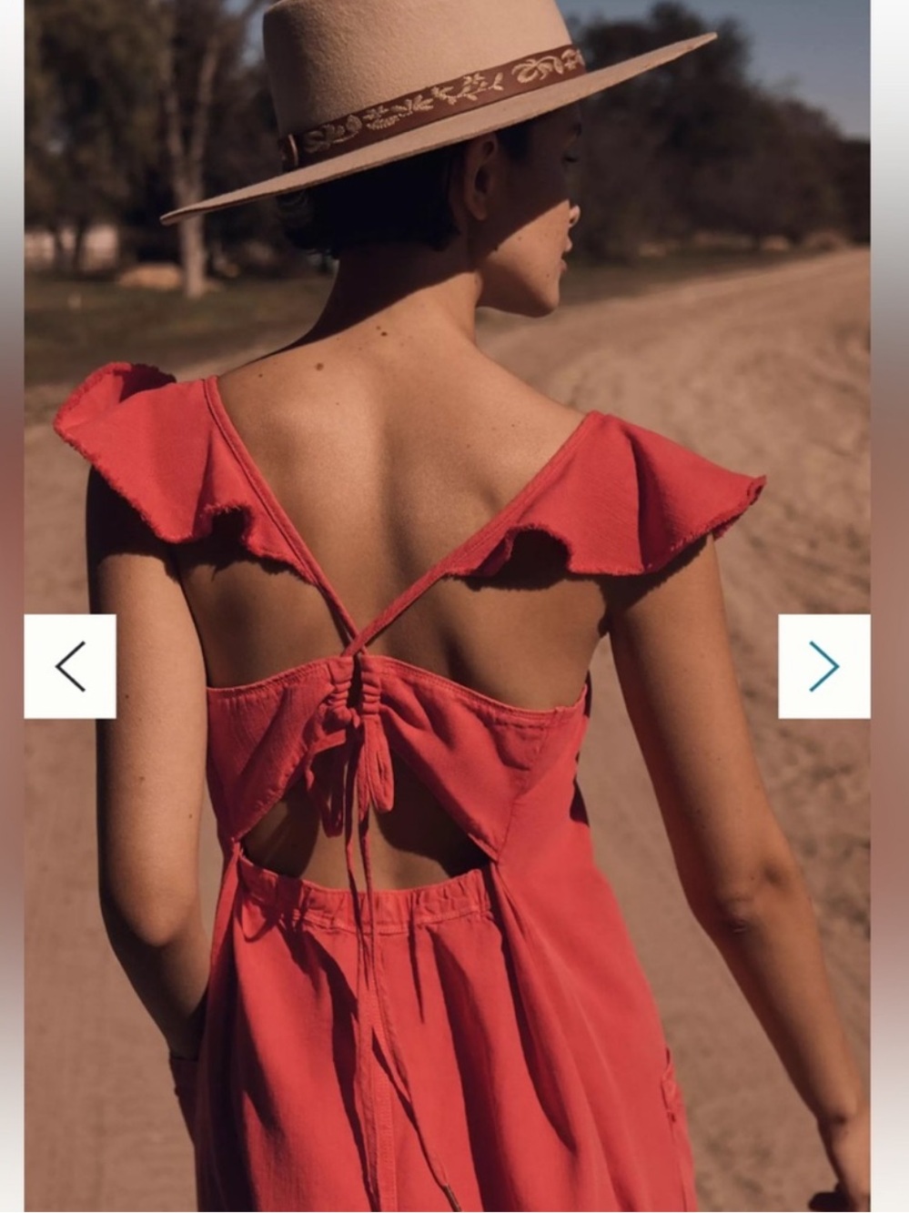 Anthropologie Pilcro flutter sleeve coral midi dress linen cotton - Picture 6 of 16